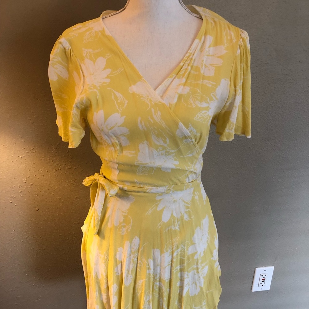 Yellow wrap dress